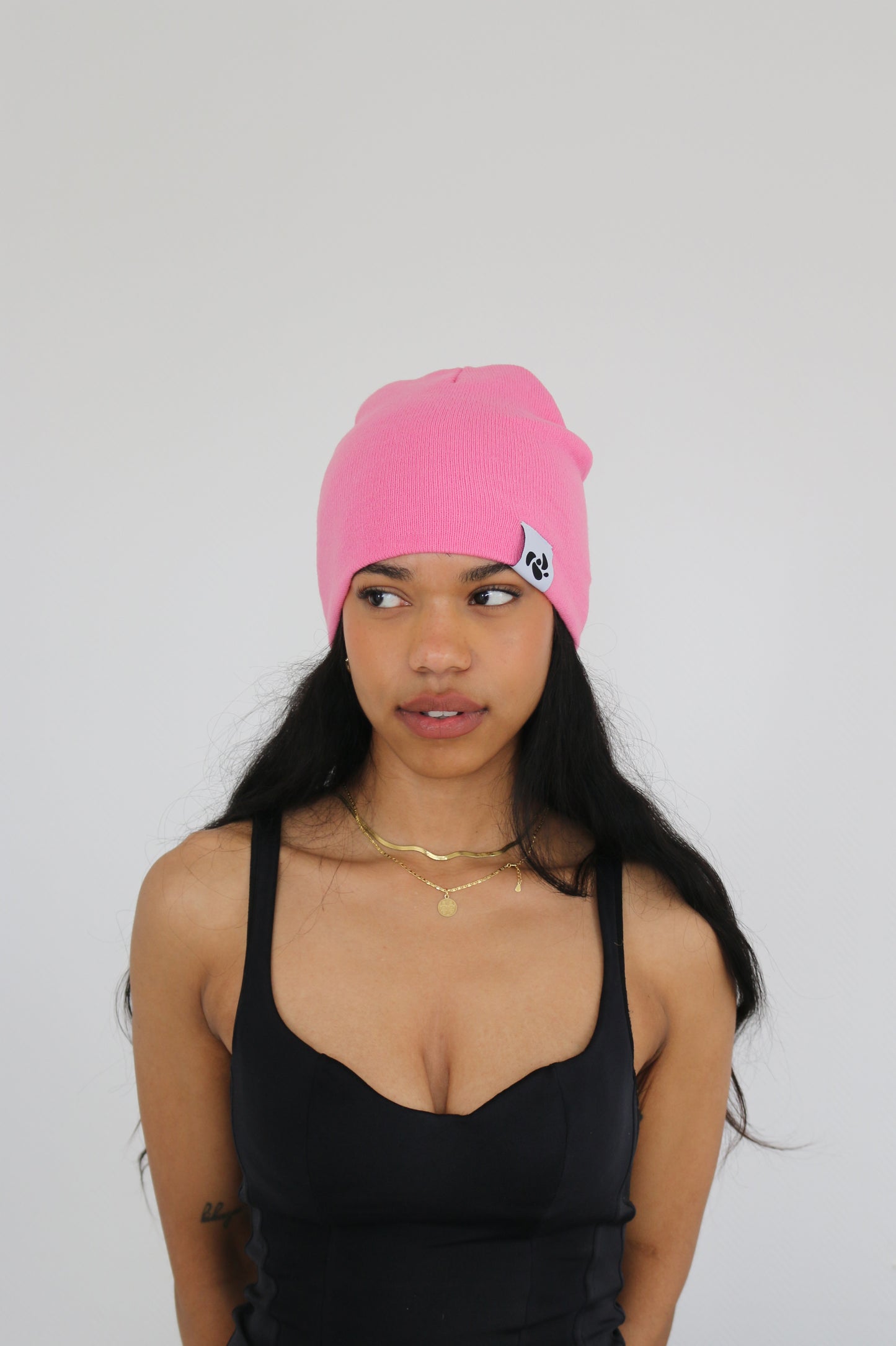 LOGO BEANIE TWO TONED PINK